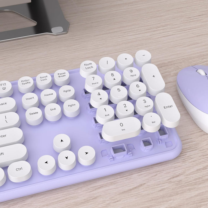 UBOTIE Teclado inalámbrico colorido para computadora y mouse óptico...