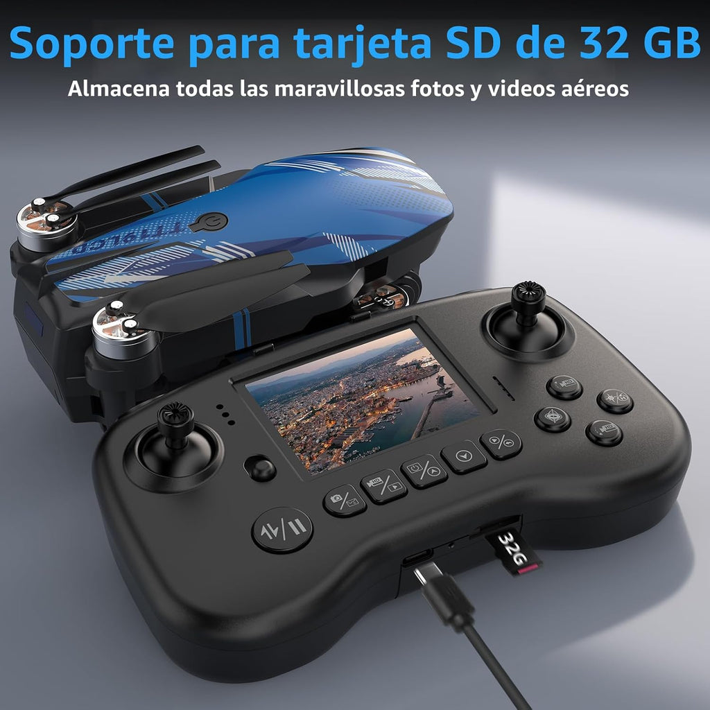 Dron con cámara para adultos, pantalla LCD FPV Live Video, motor profesional sin escobillas 270 ° para evitar obstáculos 3D Flips, Mini Quadcopter RC plegable para principiantes, soporte tarjeta SD de