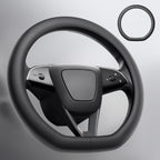 Wigoo Funda de volante para Tesla Model Y Juniper 2025-2026 y modelo 3 2024-2026 y modelo YL 2026-2027, accesorios de piel de napa, agarre cómodo antideslizante, forma D, color negro