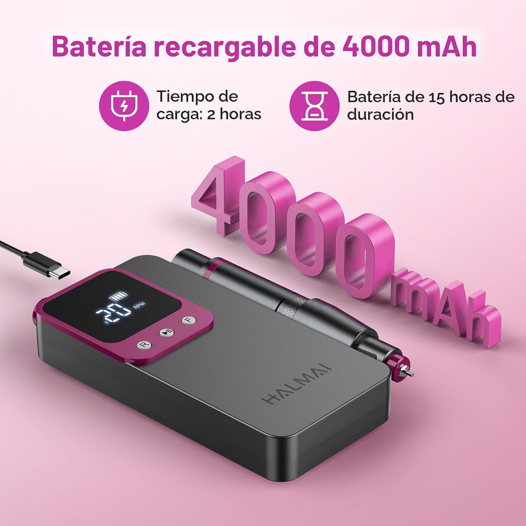Taladro de uñas eléctrico profesional, lima de uñas portátil para u...
