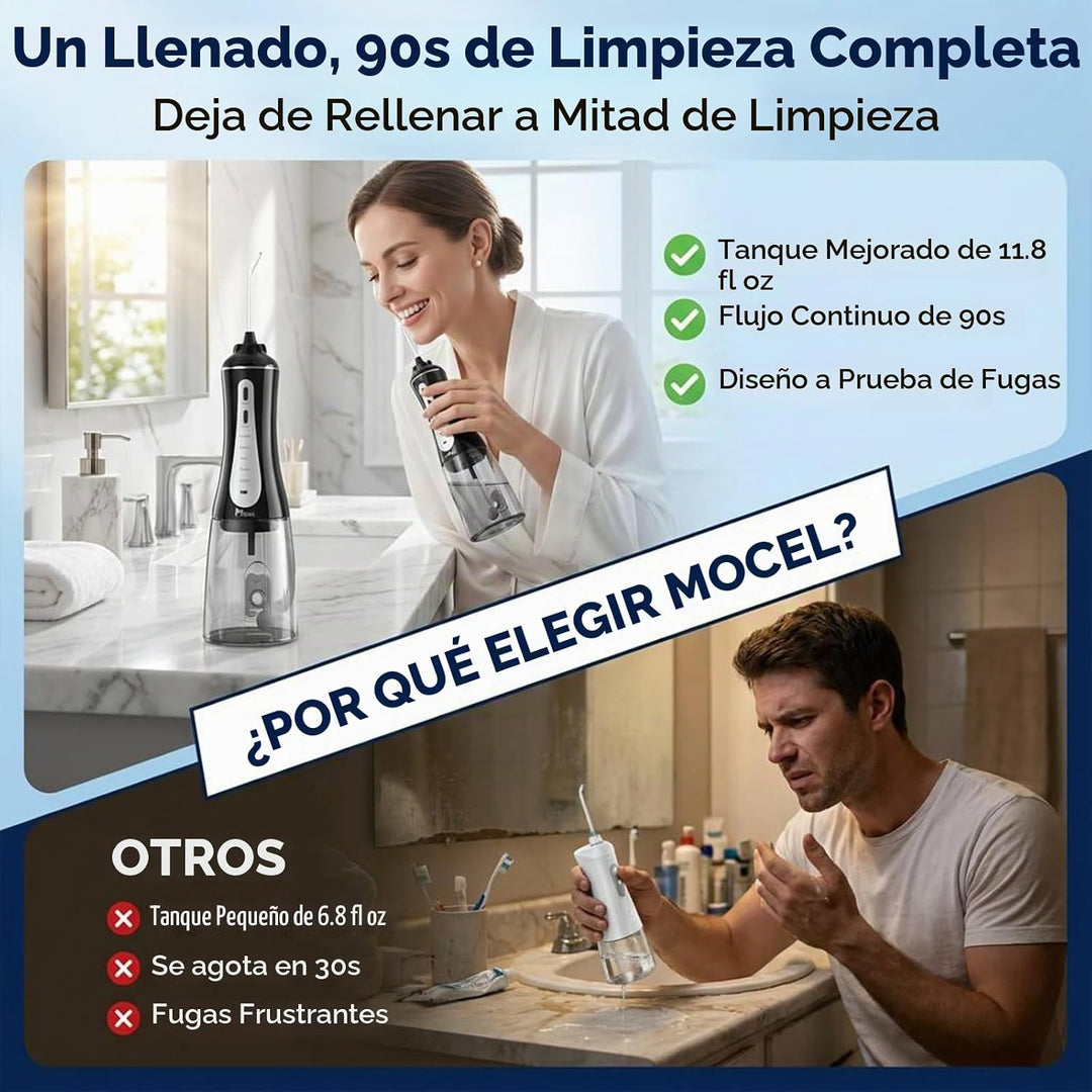 MOCEL - Irrigador dental inalámbrico con 5 modos, limpiador de dien...