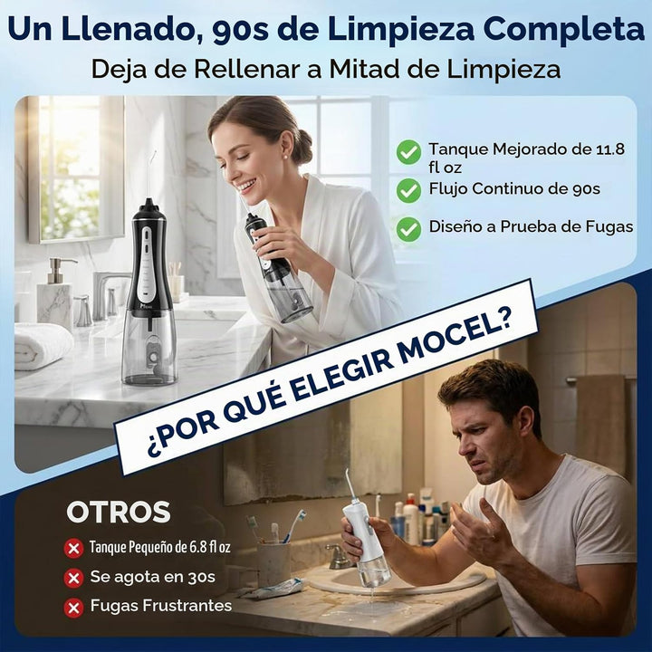 MOCEL - Irrigador dental inalámbrico con 5 modos, limpiador de dien...