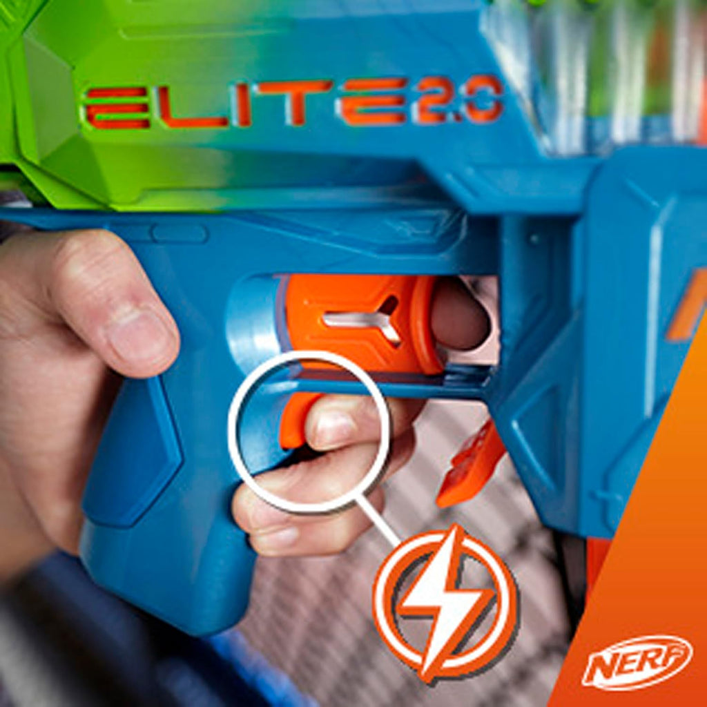 Nerf Elite 2.0 - Pistola motorizada de doble perforación, 50 dardos, 2 clips de 10 dardos, a partir de 8 años