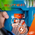 Nerf Elite 2.0 - Pistola motorizada de doble perforación, 50 dardos, 2 clips de 10 dardos, a partir de 8 años