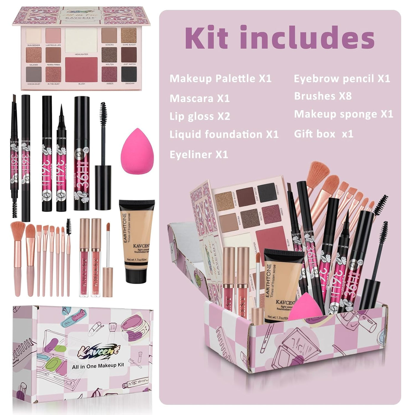 Kit de maquillaje para mujeres, adolescentes, niñas, kit completo d...