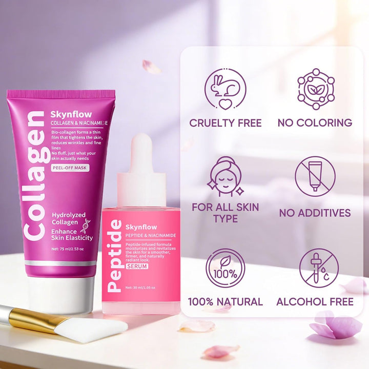 SKYNFLOW Máscara facial de colágeno + suero PDRN de péptidos volumi...