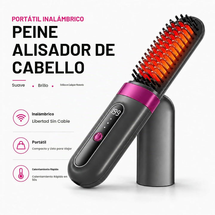 Cepillo alisador de cabello inalámbrico para mujeres, herramienta d...