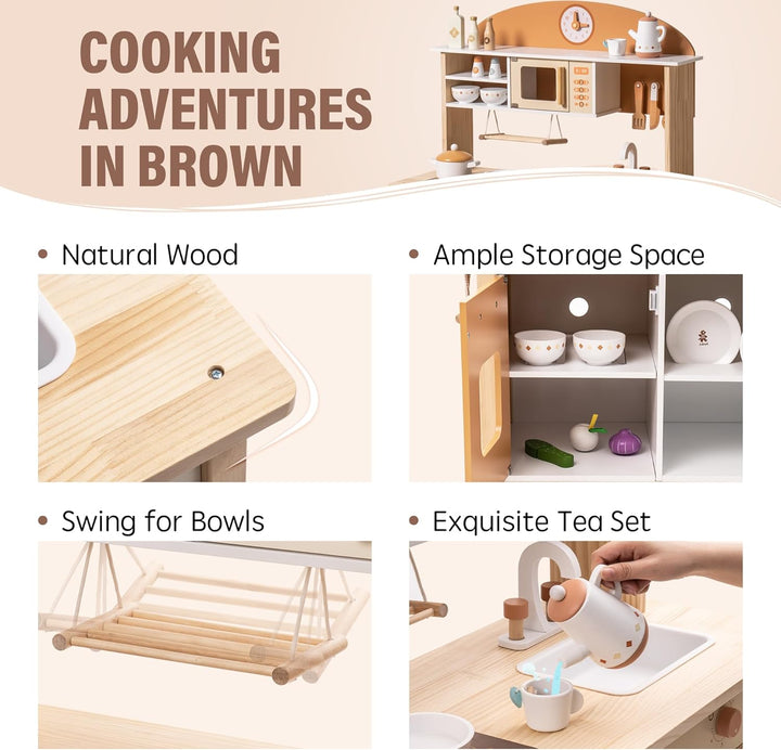 ROBUD Cocina de Juguete de Madera para Niños Pequeños, Set de Cocin...