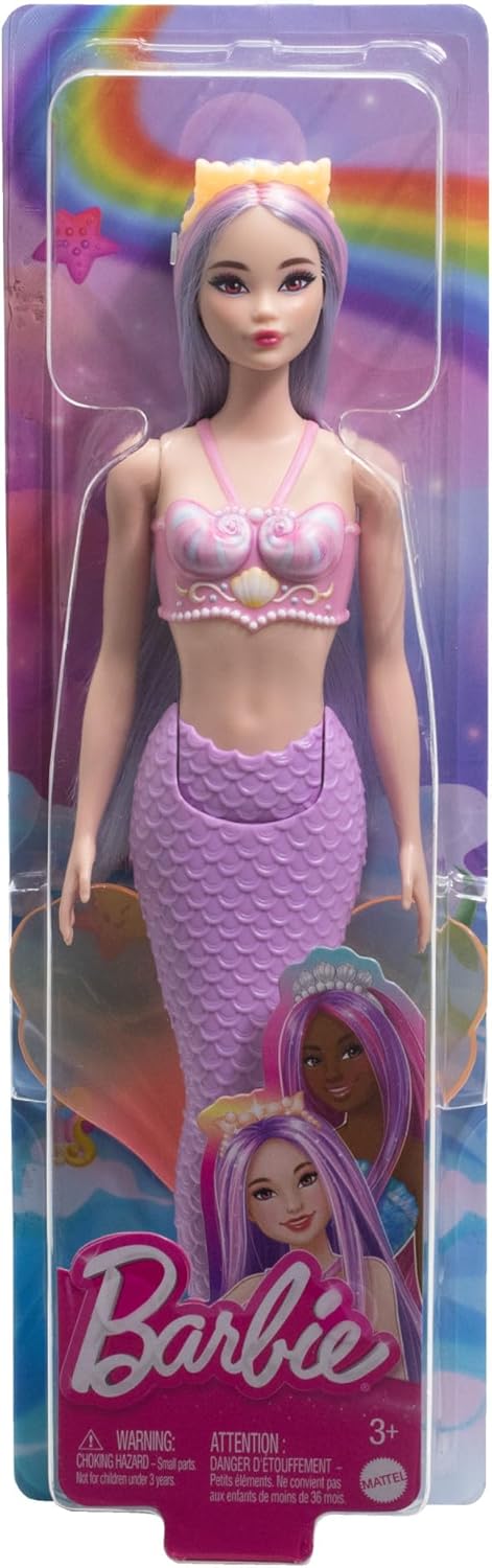 Barbie Muñeca de sirena con accesorio de pelo y diadema de