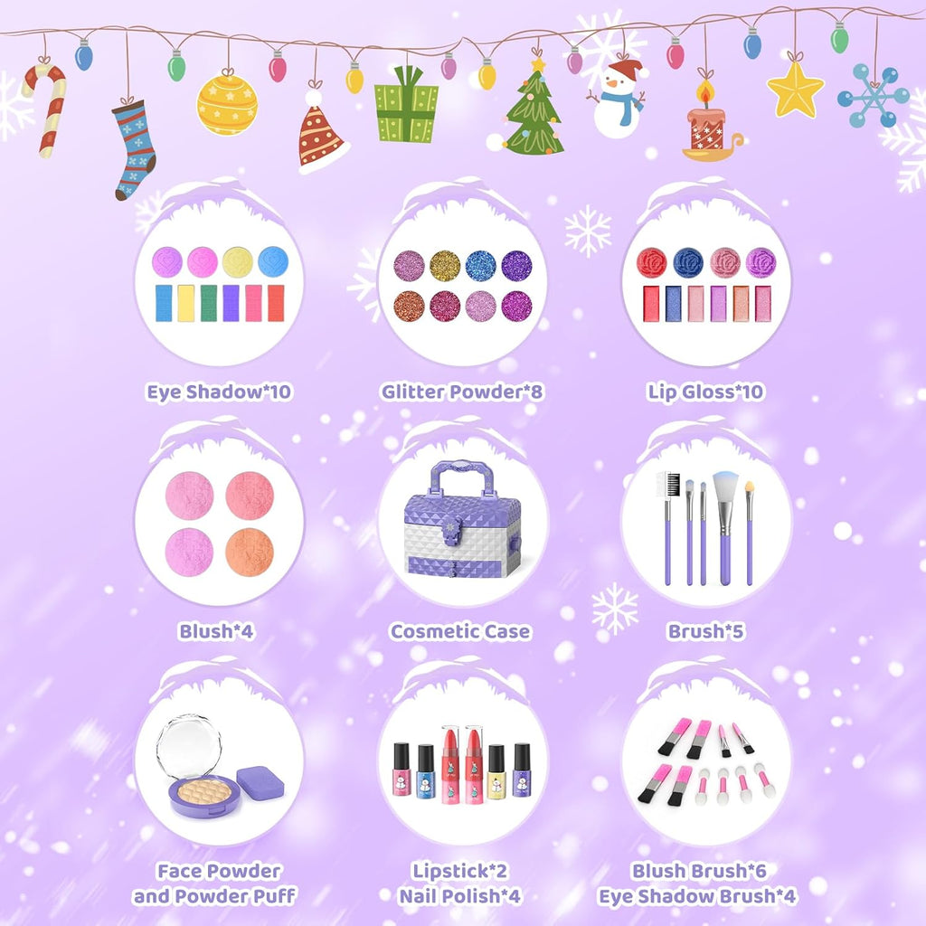 Kit de maquillaje de 57 piezas para niñas, juego de maquillaje cosmético