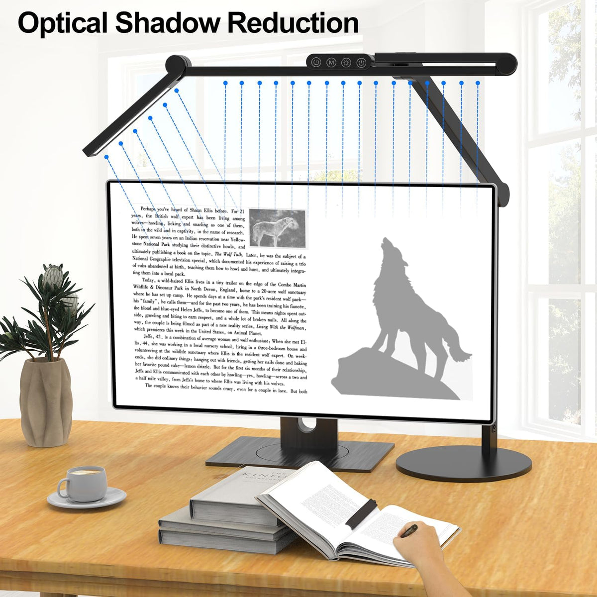 Lámpara lámpara de escritorio de arquitecto con iluminación atmosférica, lámpara de escritorio LED ajustable para el hogar y la oficina con base, lámpara de mesa de 24W con atenuación automática