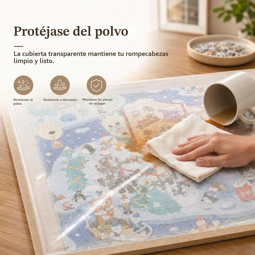 Tablero de rompecabezas de 2000 piezas con 4 bandejas de clasificación y cubierta protectora, superficie de juego portátil de fieltro plegable de 45.7 x 30.7 pulgadas, almacenamiento ligero y