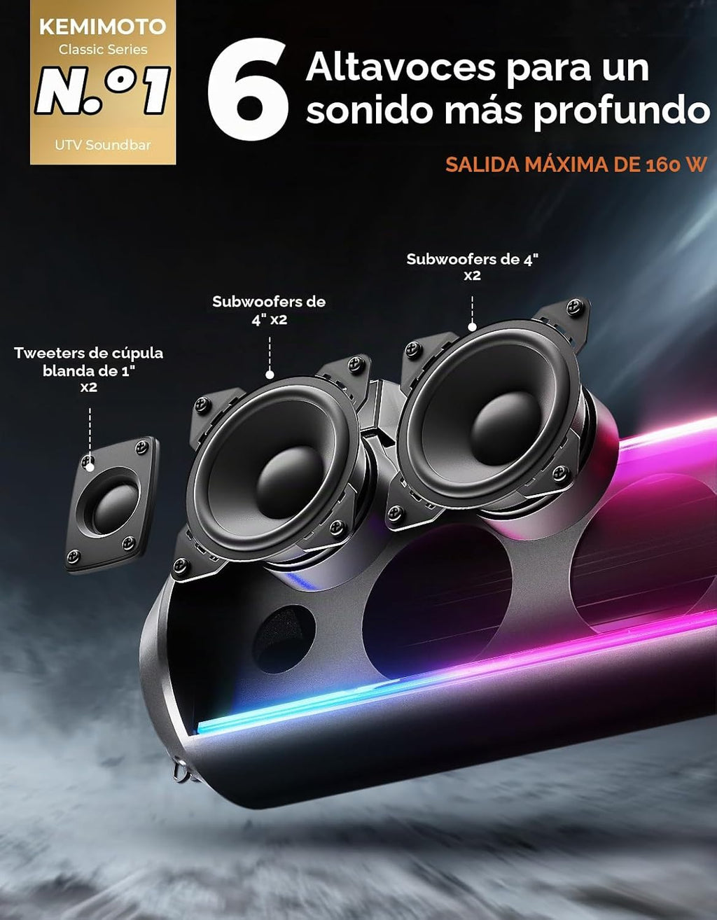 KEMIMOTO Barra de sonido UTV de 28 pulgadas compatible con Polaris RZR