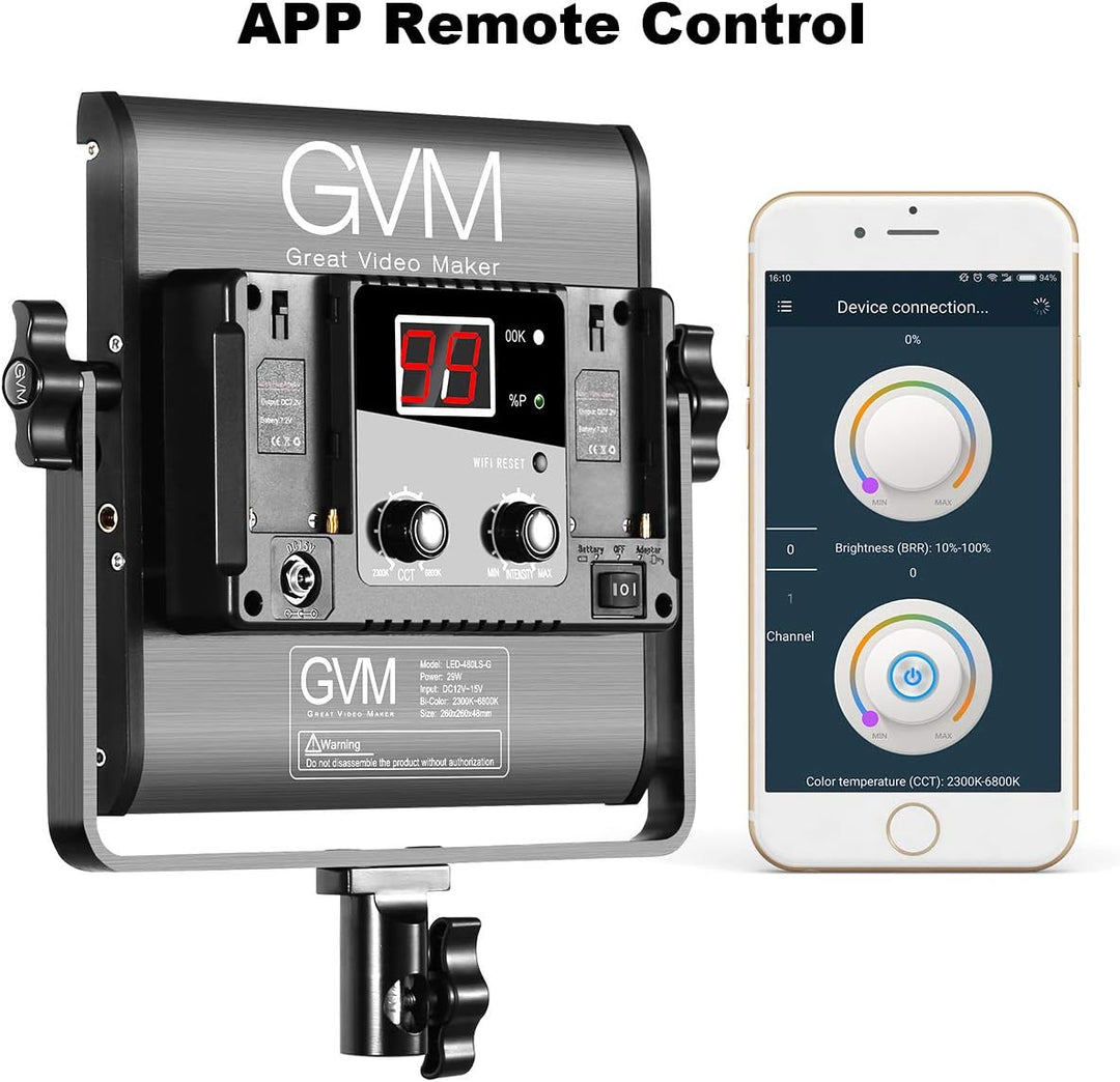 GVM Paquete de 3 kits de iluminación de video LED, bicolor variable...