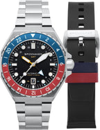Reloj Spinnaker Dumas para hombre, automático GMT de buceo – Movimiento Seiko NH34, caja de acero inoxidable de 44mm, resistente al agua 300m, pulsera de acero inoxidable, SP-5119