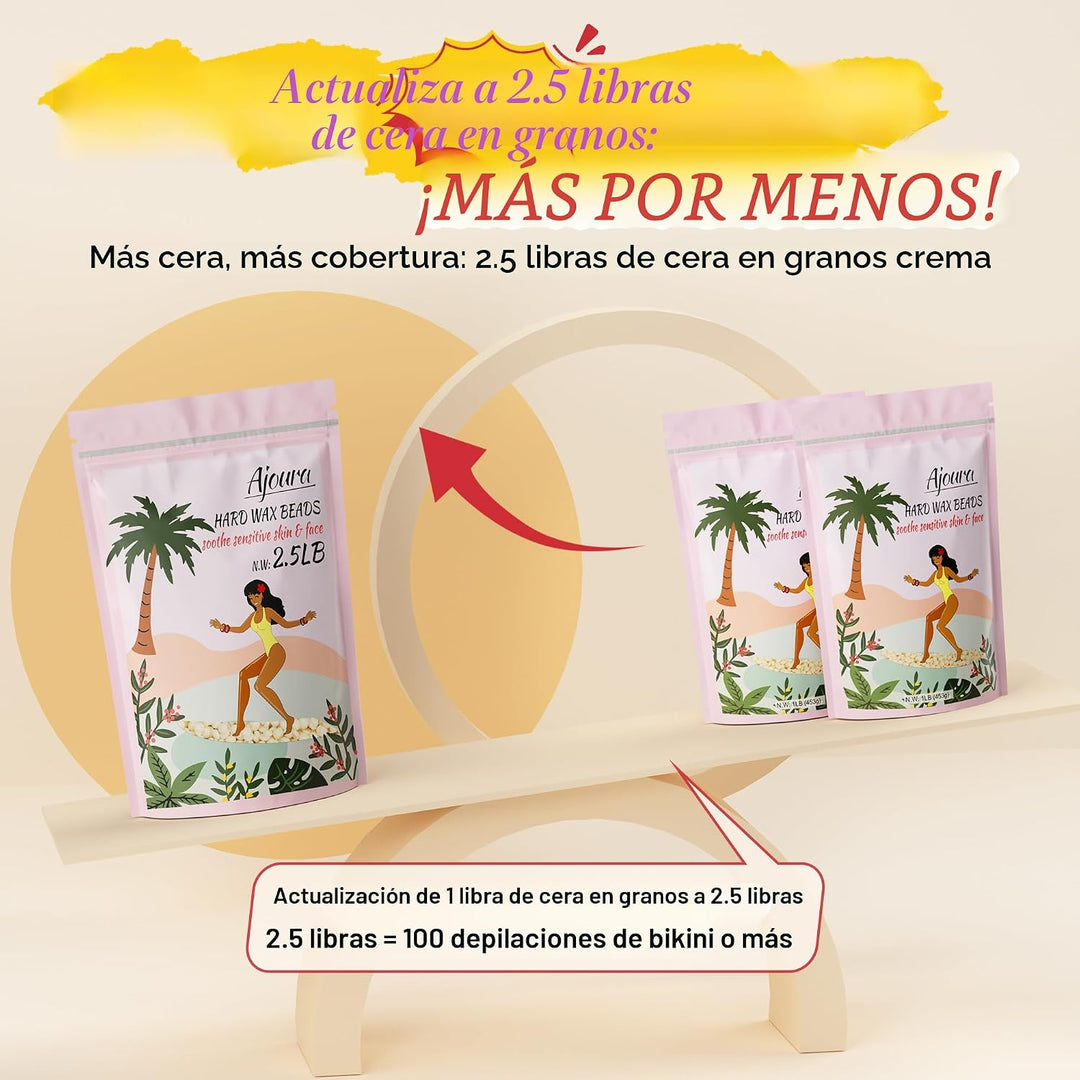 Ajoura - Perlas de cera de 2.5 lb para la depilación - Cera dura pr...