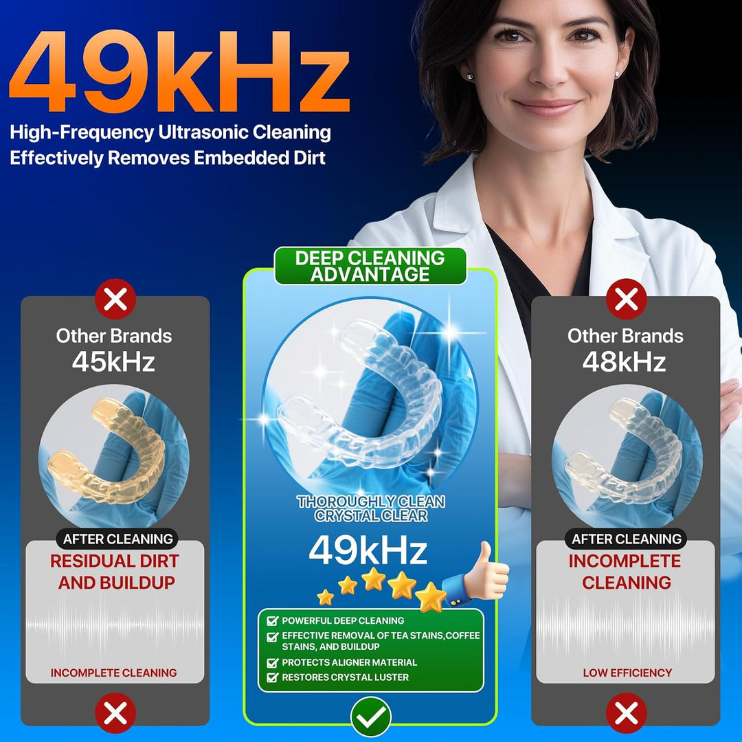 Máquina limpiadora ultrasónica de retenedores, 49 kHz 7.4 fl oz, cá...