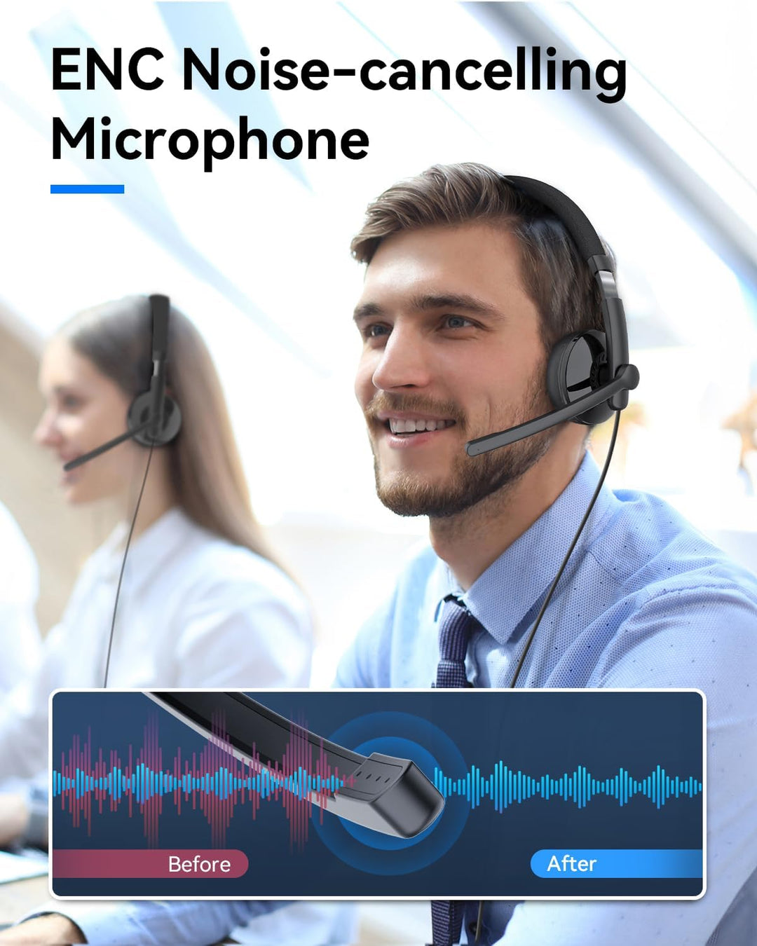 EMEET Auriculares con cable HS50 con micrófono auriculares