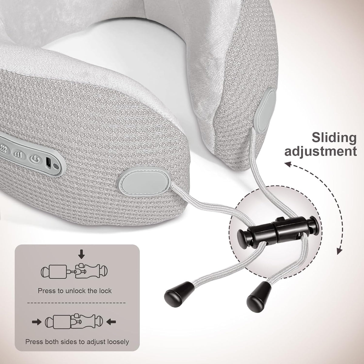 Masajeador de Cuello Eléctrico, Almohada de Viaje Portátil con Masaje y Calor, Almohada de Cuello Recargable y Vibrante, Perfecta para Alivio del Dolor en Casa, Oficina, Viaje, Ideas de Regalo para el