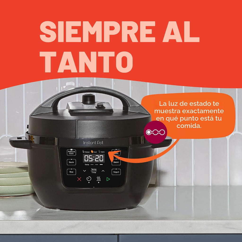 Instant Pot 4QT RIO Mini Multicocina 7 en 1, Olla a Presión, Cocción Lenta, Saltear, Vapor, Arrocera, Yogur y Calentador, Negro, 4 Cuartos