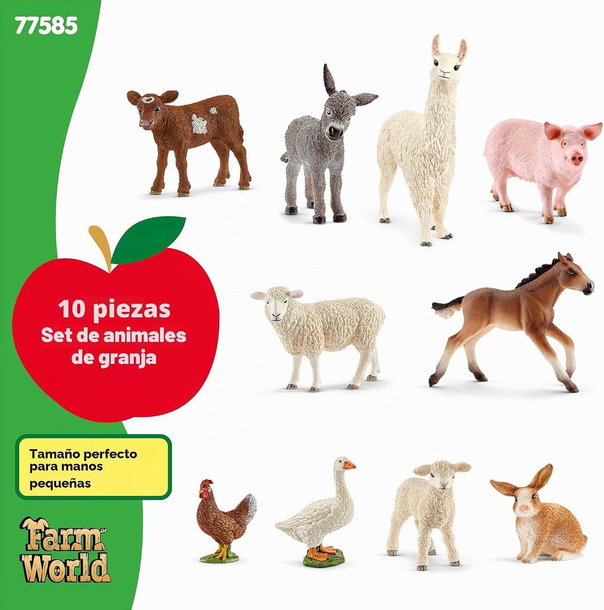 Schleich Farm World - Paquete de 10 Figuras de Animales de Granja - Niños 3+ | 77585