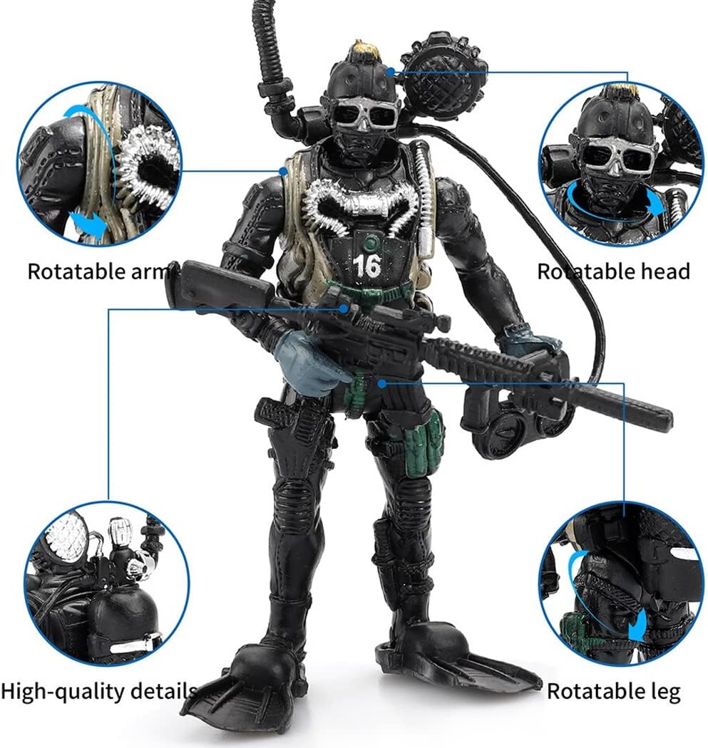 Figuras de acción de combate de las fuerzas especiales SWAT con armas militares y accesorios (12 unidades, 4 pulgadas)