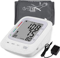 Monitor electrónico de presión arterial, monitor digital automático de presión arterial superior del brazo, brazalete grande, 2 usuarios 180 memoria grande, indicador de frecuencia cardíaca irregular, con adaptador de CC para uso doméstico