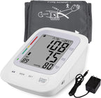 Monitor electrónico de presión arterial, monitor digital automático de presión arterial superior del brazo, brazalete grande, 2 usuarios 180 memoria grande, indicador de frecuencia cardíaca irregular, con adaptador de CC para uso doméstico