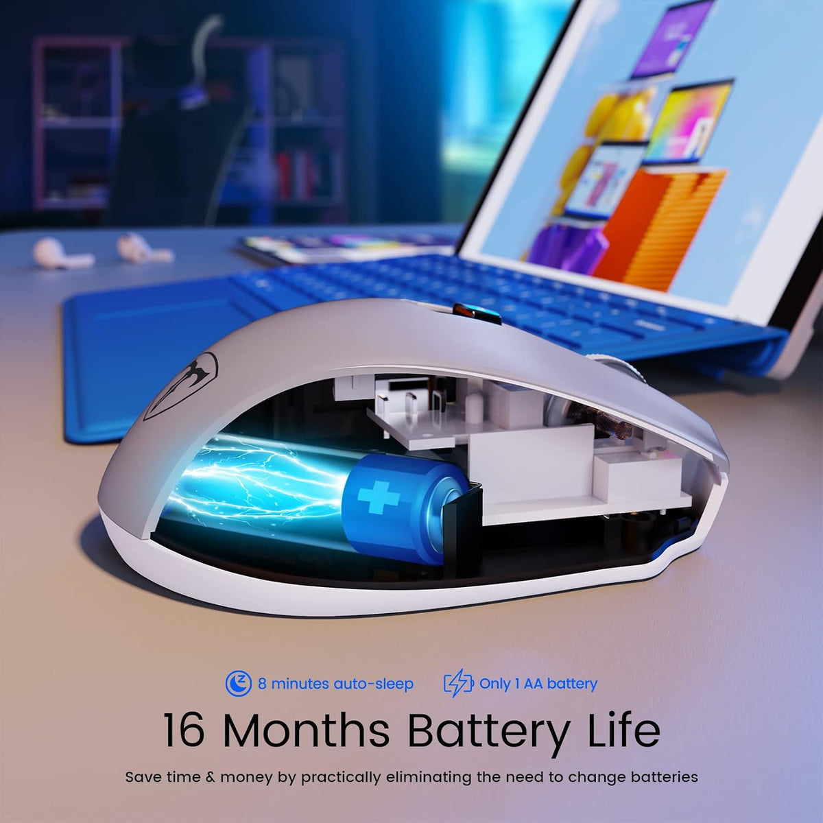 HOTWEEMS D-09 - Ratón inalámbrico para laptop, ergonómico Plus, mou...