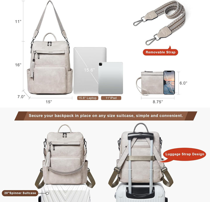 Mochila Shrrie de cuero vegano para computadora portátil de 14 pulg...