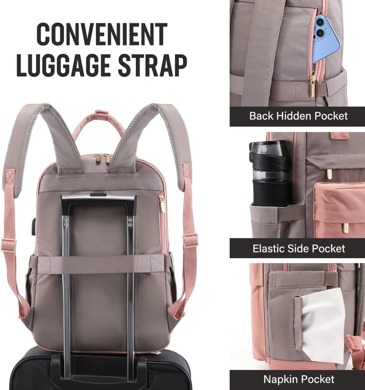 LOVEVOOK - Mochila para laptop de viaje para mujer, bolsa antirrobo...