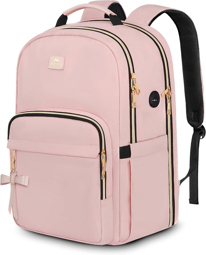 MATEIN Mochila rosa para laptop, 17 pulgadas, aprobada por la TSA,...