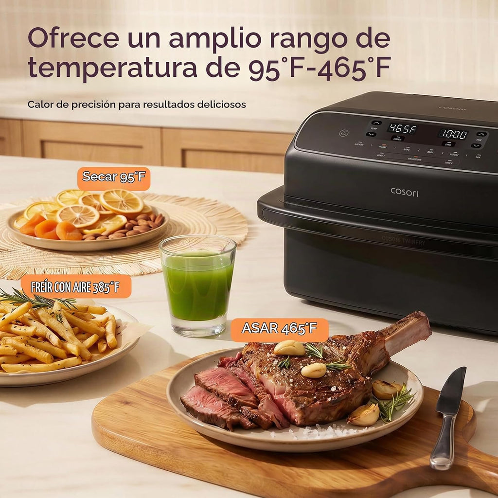 Cosori TWINFRY 9 QT Double Air Fryer, Removable Divider, PFAS-Free Ceramic