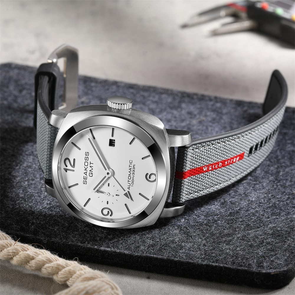 Relojes GMT para Hombre Automático Fecha 10ATM a Prueba de Agua Movimiento Seagull ST2557 Luz luminoso Acero Inoxidable Cristal de zafiro Relojes mecánicos de muñeca S8441