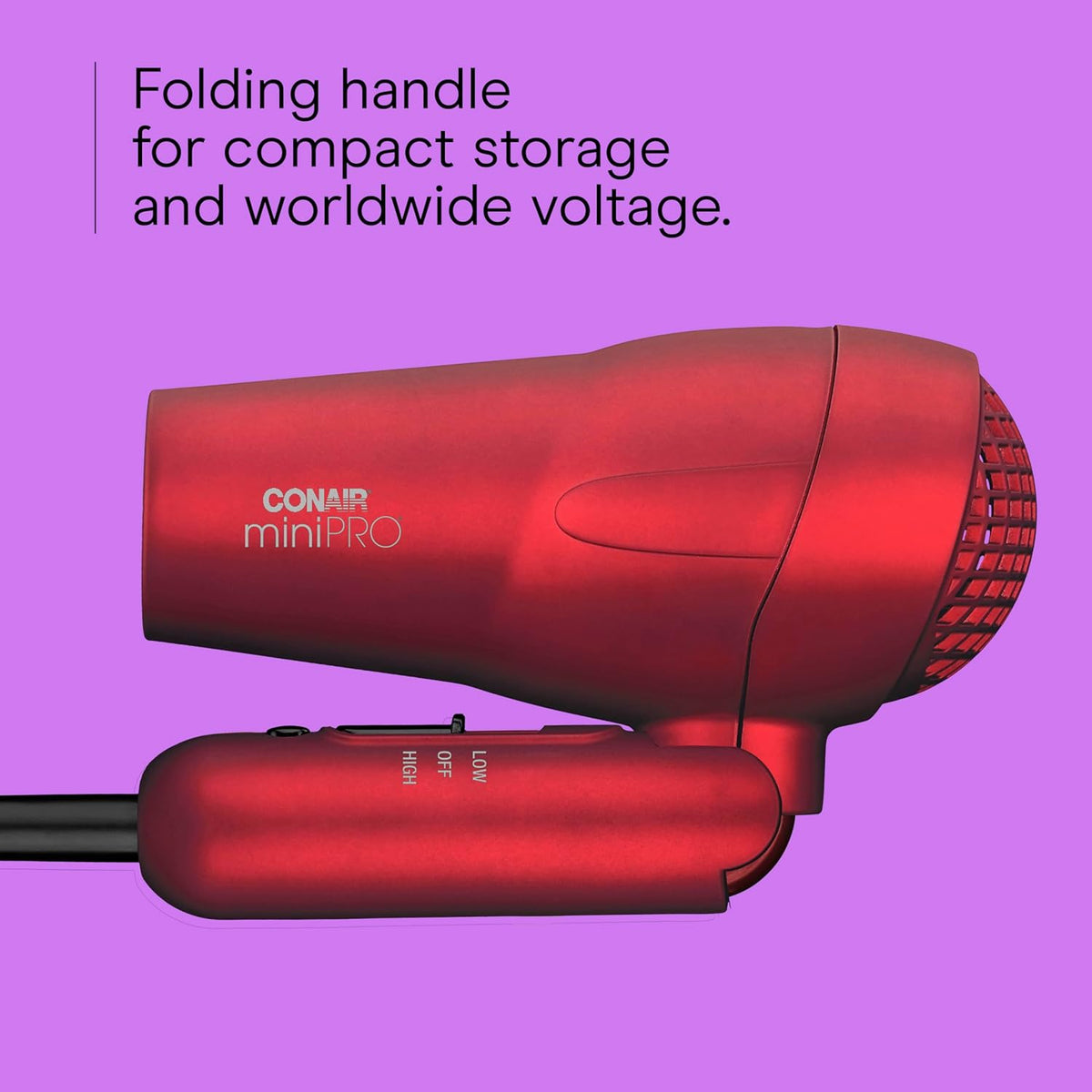 Conair MiniPro Mango plegable Turmalina cerámica Styler\/secador de...