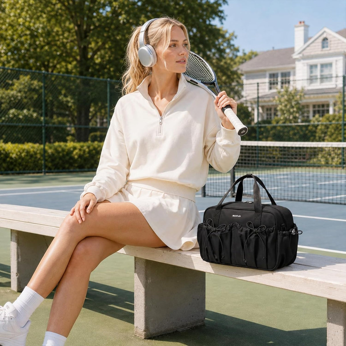 ECOHUB Bolsa de gimnasio pequeña para mujer, mini bolsa de lona con