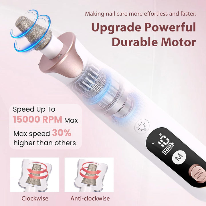 ZABOUL Kit de Taladro Eléctrico para Uñas Inalámbrico Profesional L...