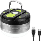 Lámpara LE Farol LED portátil de camping con base magnética 3000 mAh, batería 280LM recargable por USB, luz LED portátil para casa de campaña, de 3 modos IPX4, luz resistente al agua para senderismo, pesca, para interiores y exteriores, de emergencia