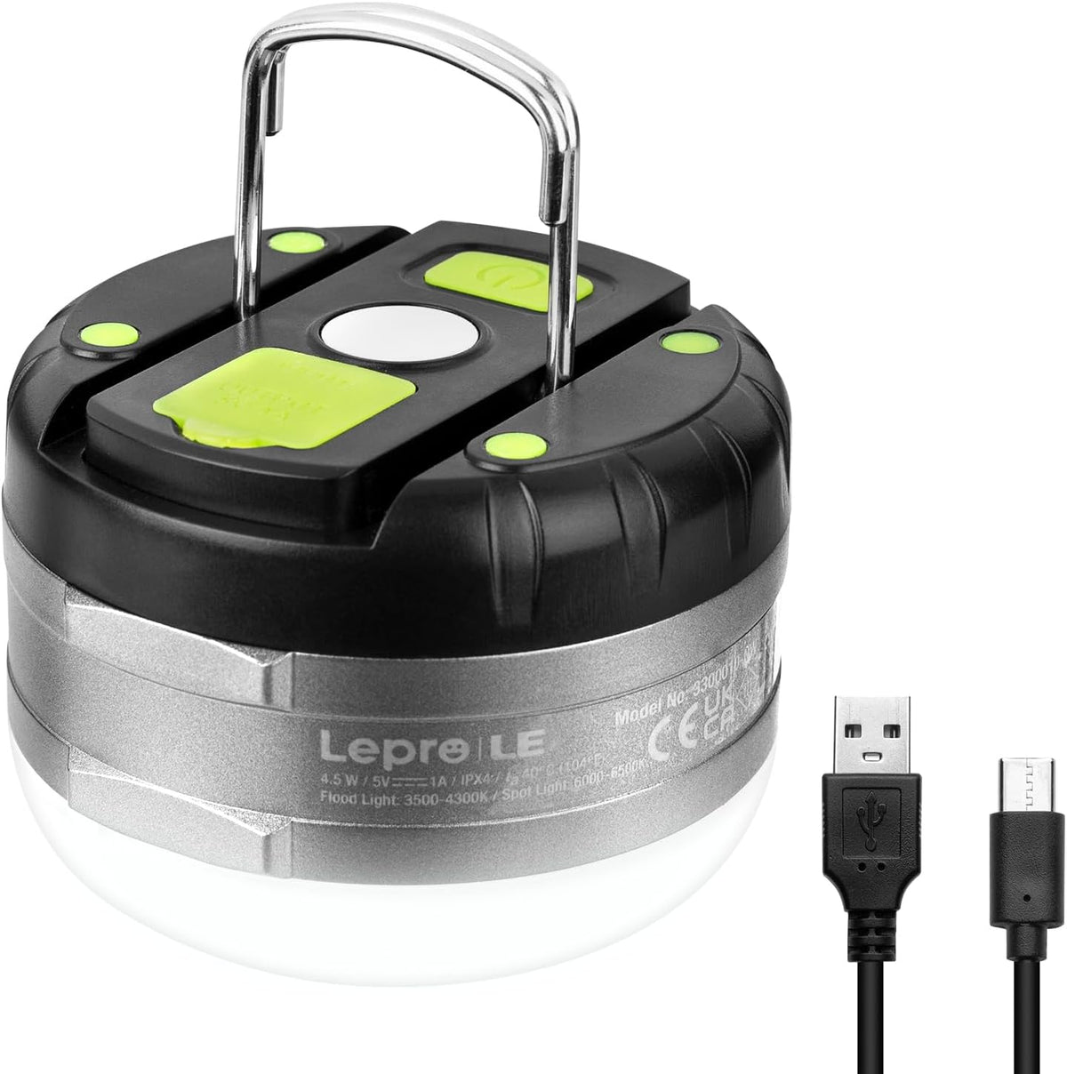 Lámpara LE Farol LED portátil de camping con base magnética 3000 mAh, batería 280LM recargable por USB, luz LED portátil para casa de campaña, de 3 modos IPX4, luz resistente al agua para senderismo, pesca, para interiores y exteriores, de emergencia