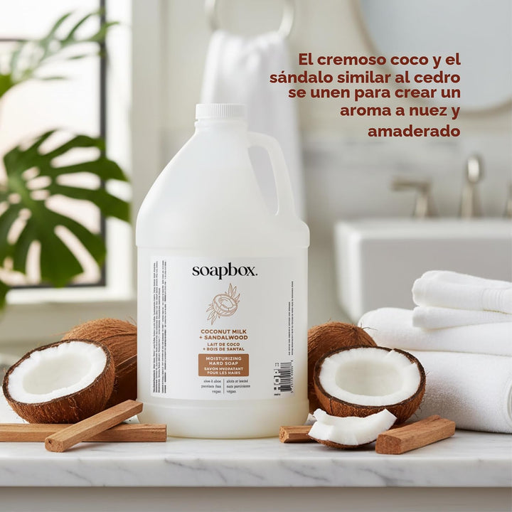 Soapbox Repuesto de jabón líquido de manos, leche de coco y sándalo...