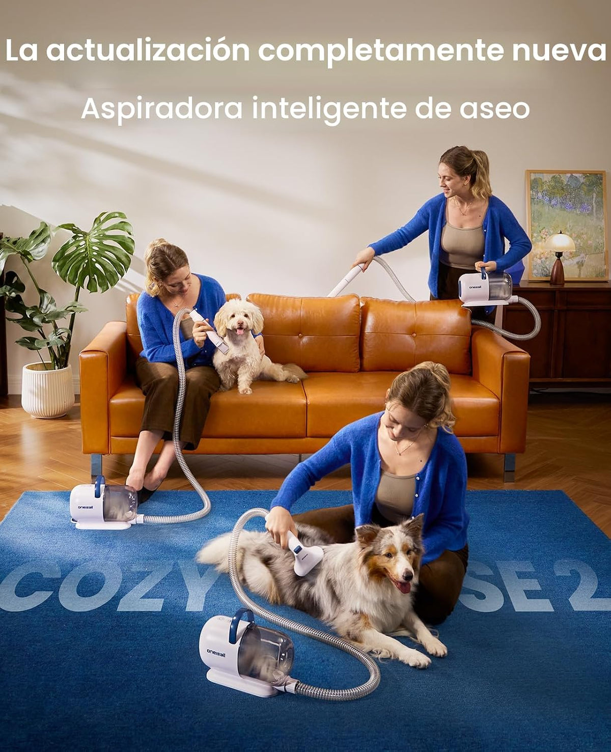 oneisall Kit de Aspiradora para Aseo de Perros, 15000Pa, 6 Herramientas de Aseo