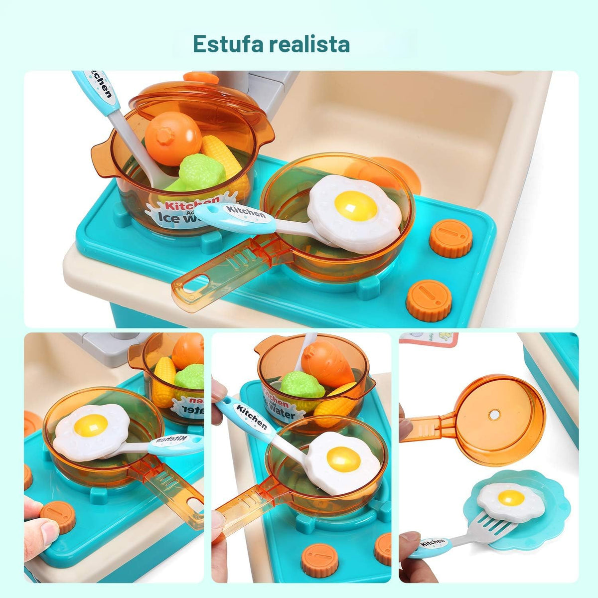 CUTE STONE Juguetes para fregadero de cocina con grifo real mejorado