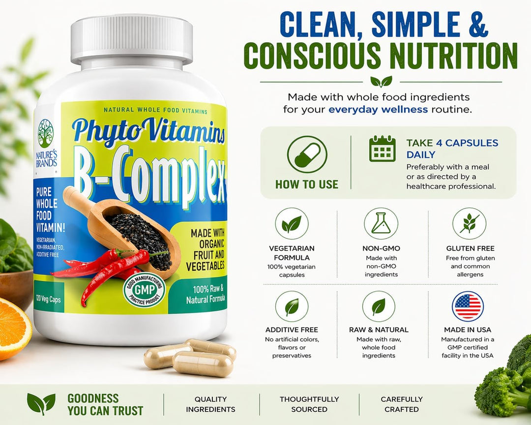 Nature's Brands Complejo B orgánico de alimentos integrales de...