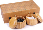 19x19 / Juego de Go de Alta Calidad en Caja de Regalo con Tablero de Piedras de Melamina Convexas Únicas y Juego de Cuencos de Bambú
