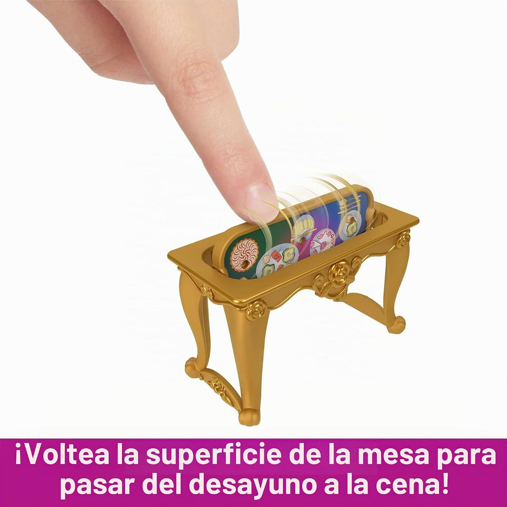 Mattel Juguetes de Princesas Disney, juegos apilables para la hora del cuento, castillo de Bella, casa de muñecas apilable con pequeña muñeca y 9 piezas, inspirados en la película de Disney