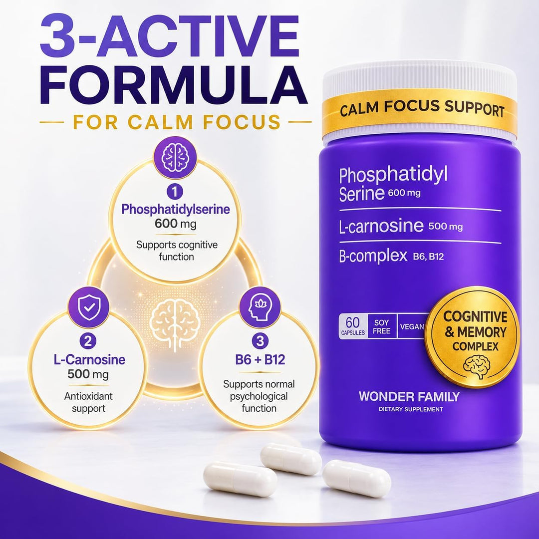 Fosfatidilserina 600 mg con L-Carnosina 500 mg + B6, B12 y Folato -...