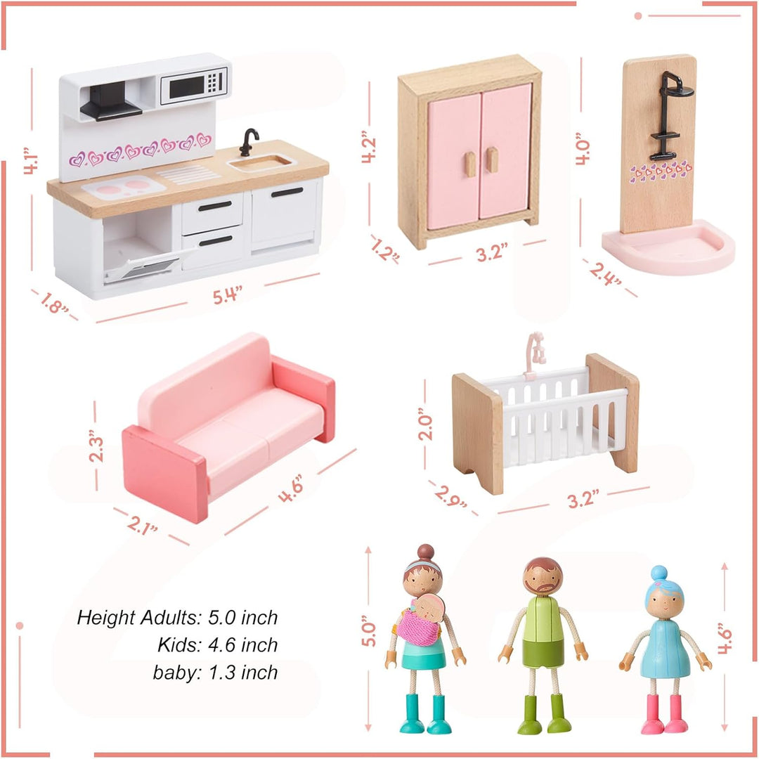 Giant bean Juego de muebles de casa de muñecas de madera de 36 piez...