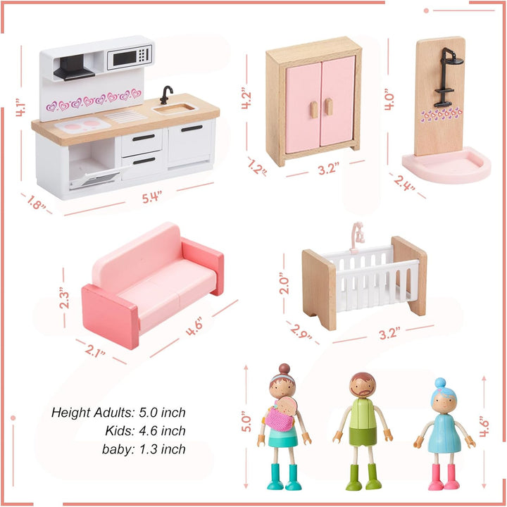 Giant bean Juego de muebles de casa de muñecas de madera de 36 piez...
