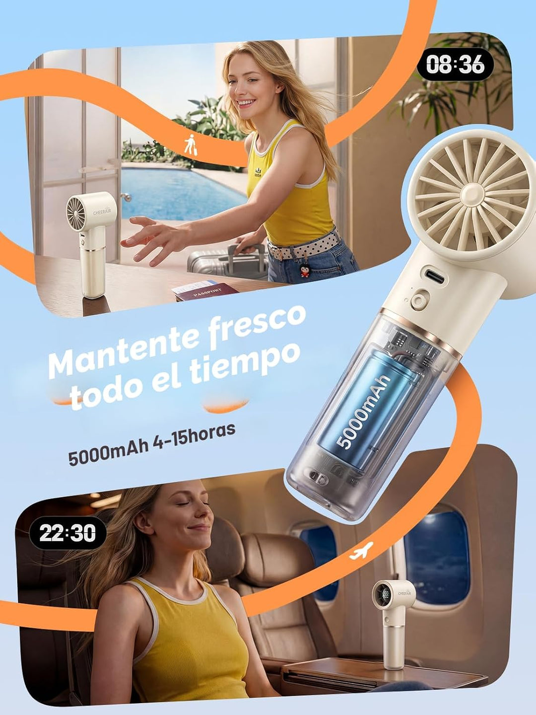Cheerair Ventilador de Mano Portátil, Ventilador Mini Personal Pote...