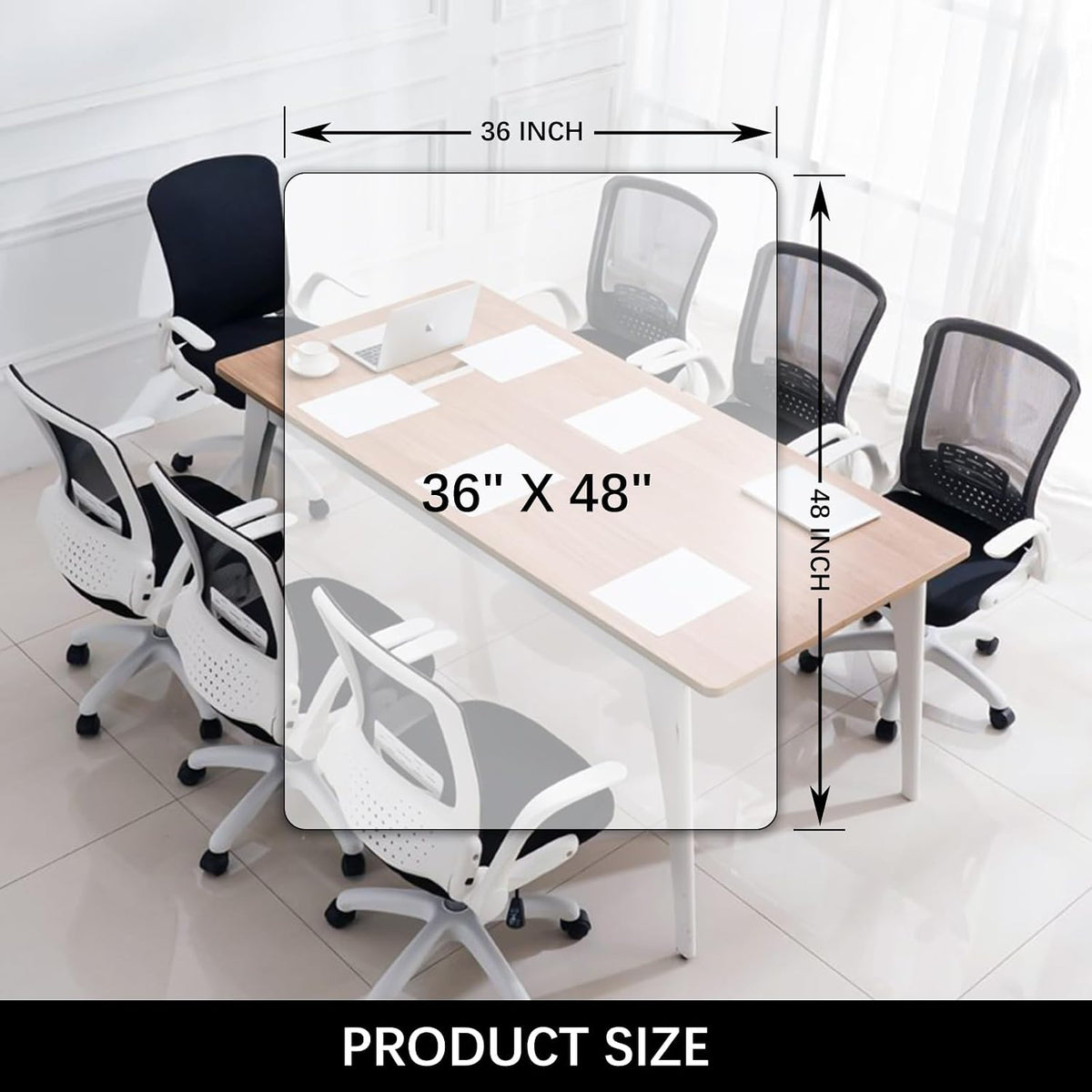 Lámpara Kuyal Tapete transparente para silla para pisos duros de 36 x 48 pulgadas, tapetes transparentes para pisos, tapete de protección para madera/azulejos para oficina y hogar (rectángulo de 36" x 48")